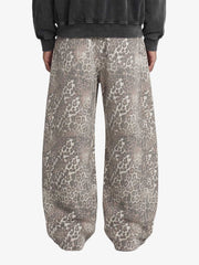 Street Leopard Camouflage Pleated Barrel Jeans - 2636 