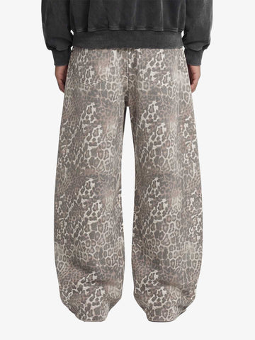 Street Leopard Camouflage Pleated Barrel Jeans - 2636 
