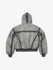 Mud-Dyed Distressed Batwing Hooded Cotton Coat