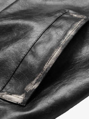 Retro Leather Stand-Collar Elastic Hem Jacket 