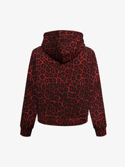 Lion Graphic Leopard Stripe Zip Hoodie
