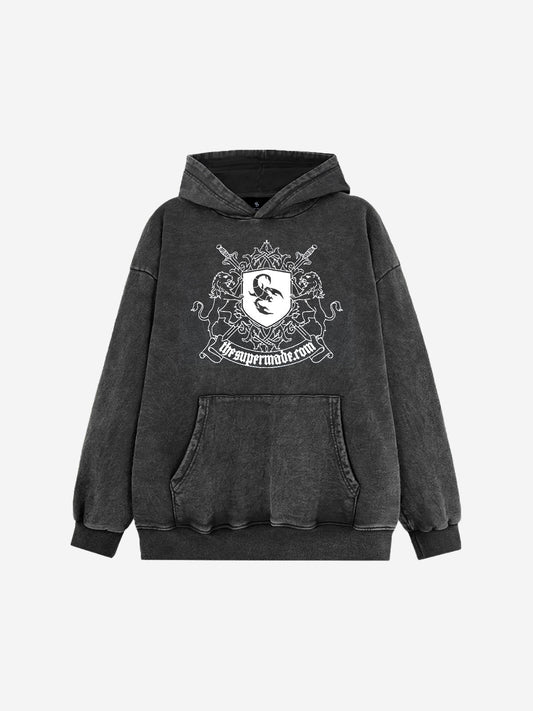 Hoodie mit Scorpion-Patch, gewaschen