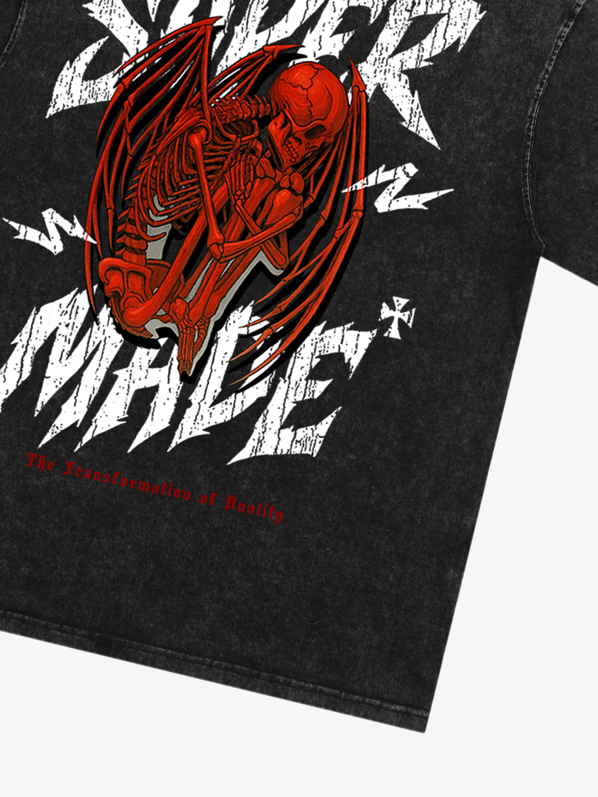 Street Angel and Devil Hatching Pattern T-shirt 