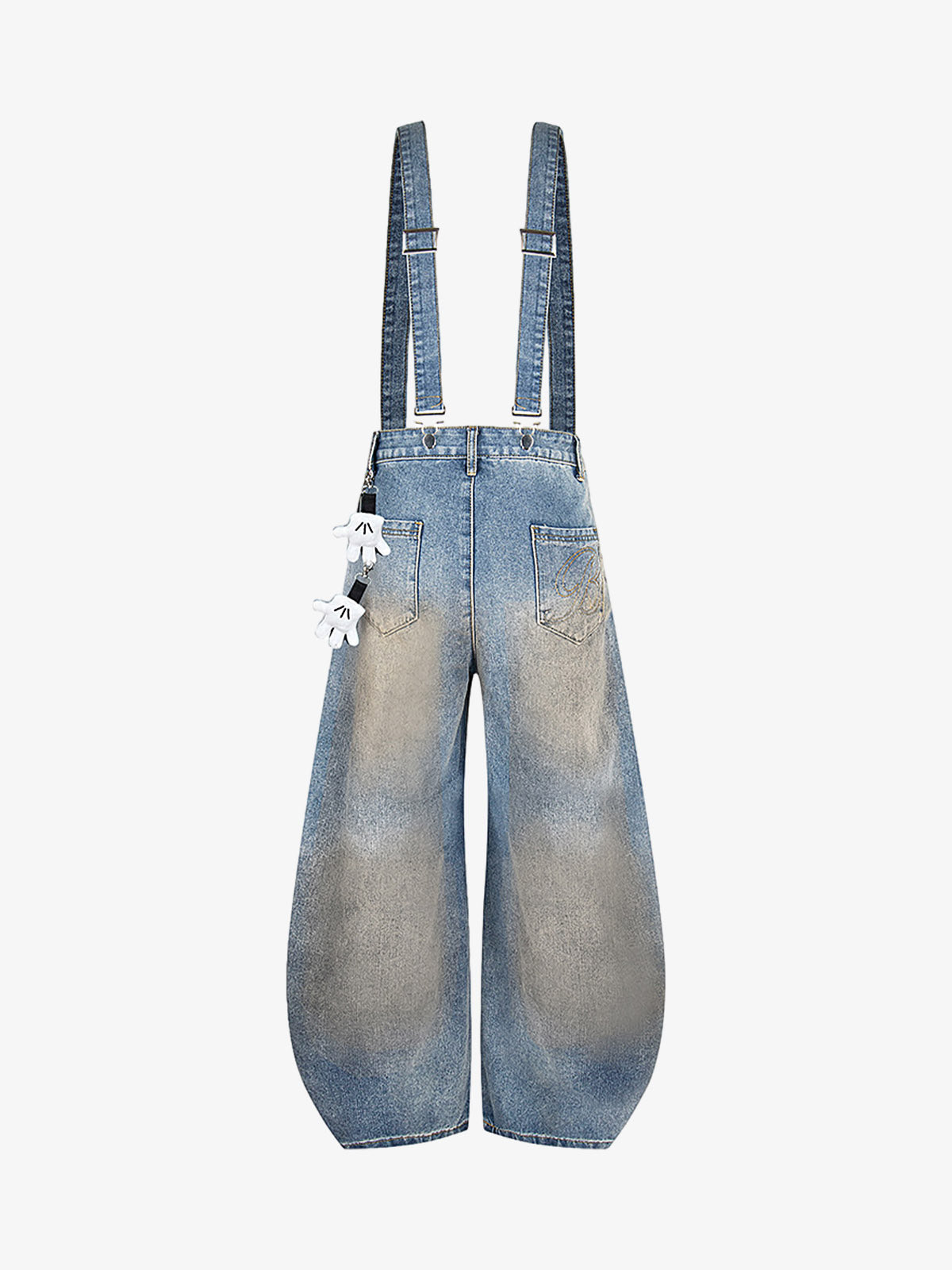 Washed Distressed Detachable Overalls Jeans 