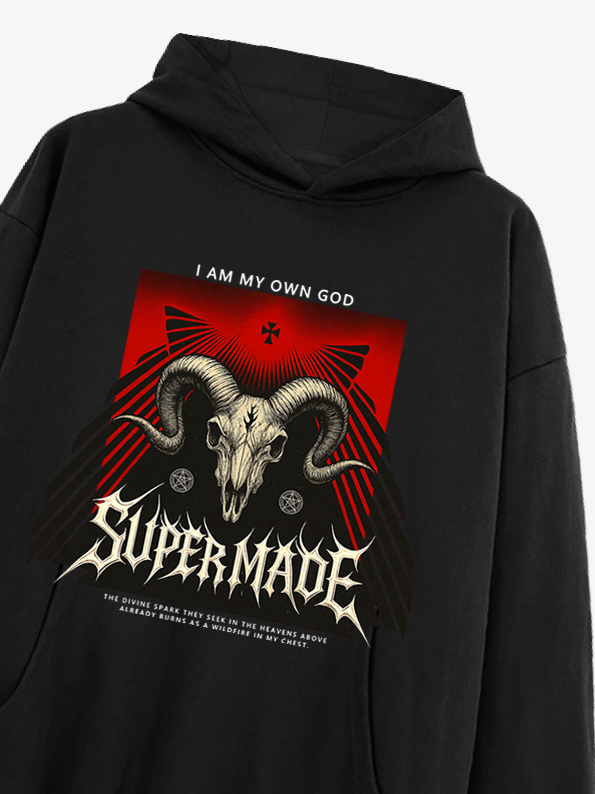 Supermade Dark Style Sheep Skull Hooded Sweatshirt 