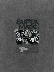 Streetwear Graffiti Character Collage Graphic T-Shirt 