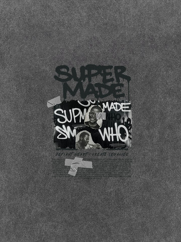 Streetwear Graffiti Character Collage Graphic T-Shirt 