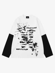 Langarmshirt mit dunklem Grafikprint