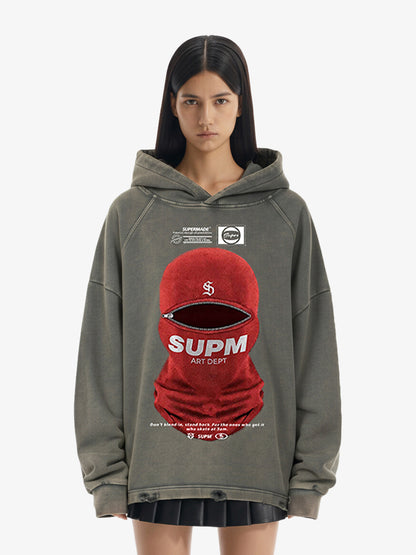 Oversized Snake Graphic Hoodie with Bold Print Design 