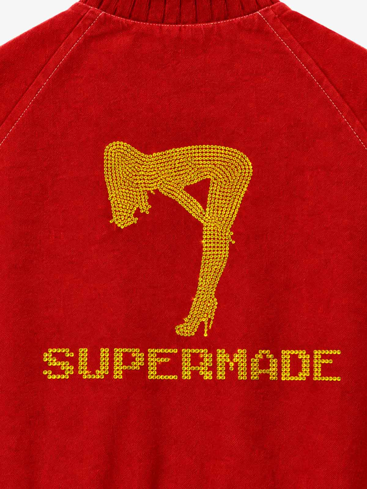 Rhinestone Girl Graphic Cropped Boxy Denim Jacket