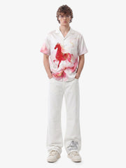 Horse Print Camp Collar Boxy Shirt 