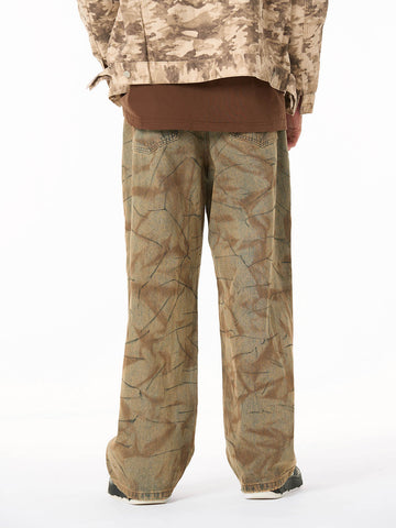 Vintage Washed Distressed Copper-Dyed Jeans 