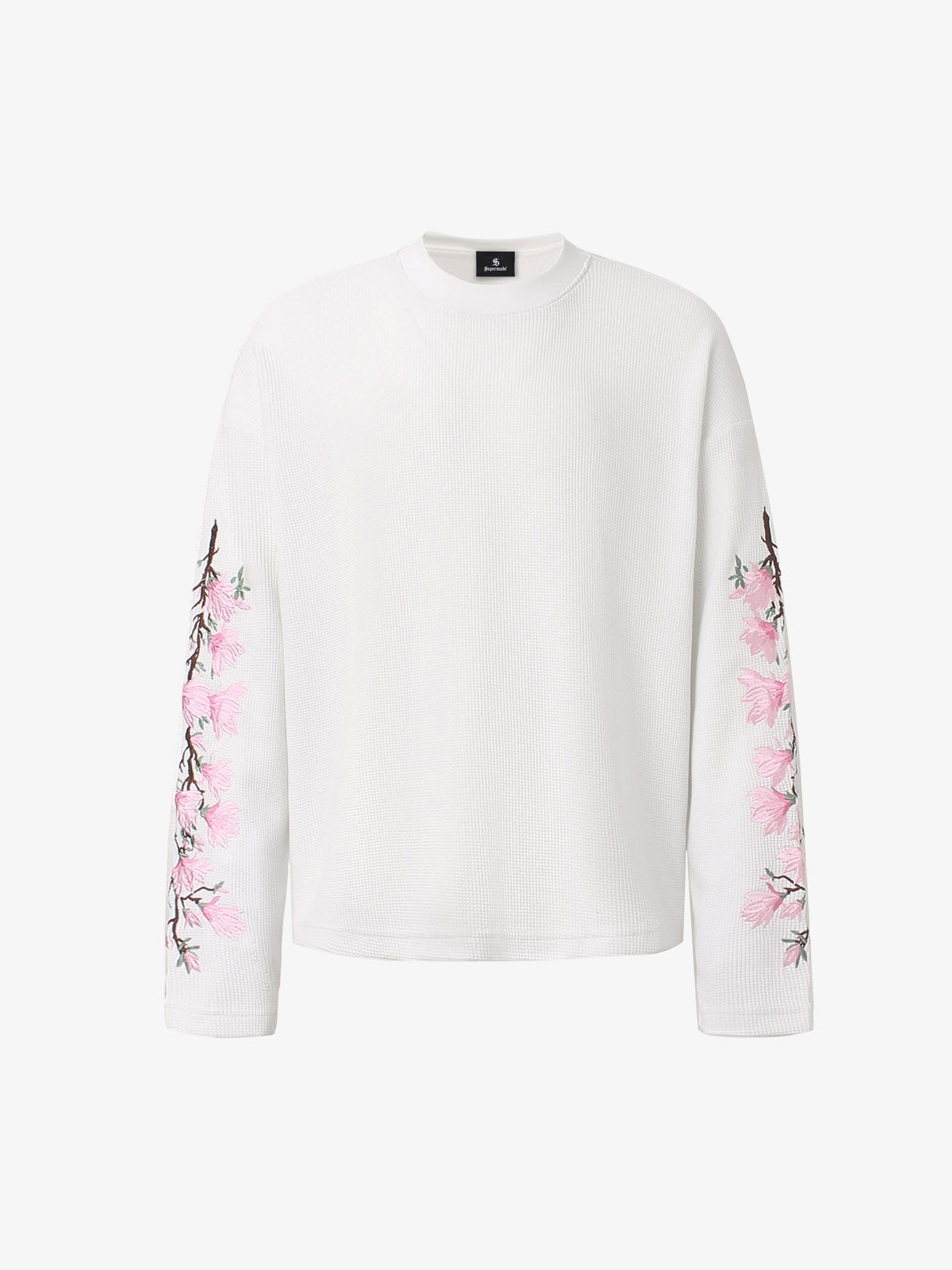 Floral Embroidered Waffle Long Sleeve Tee