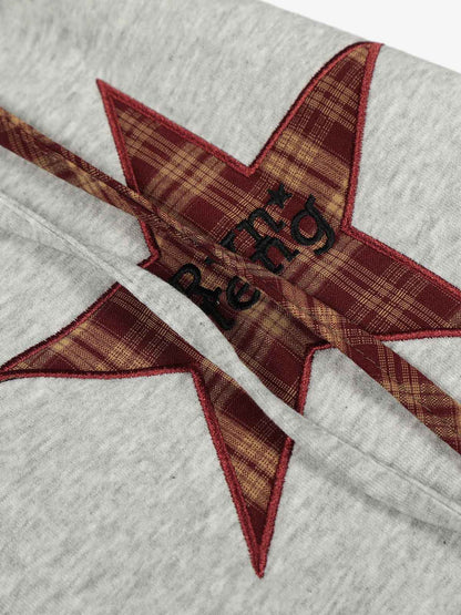 Star Patch Wide Leg Drawstring Sweatpants