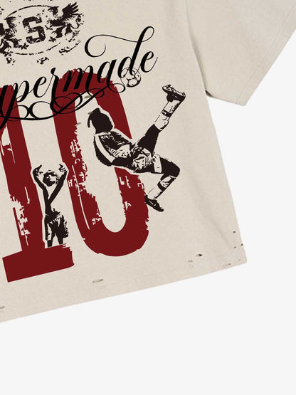 Short Distressed Letter 10 T-shirt 