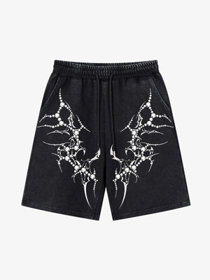 Distressed Thorn Rhinestone Shorts