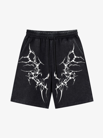 Distressed Thorn Rhinestone Shorts