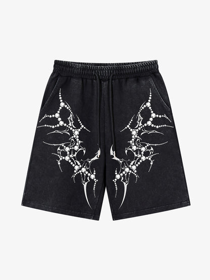 Distressed Thorn Rhinestone Shorts