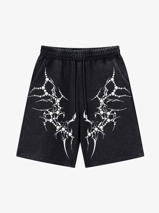 Distressed Thorn Rhinestone Shorts
