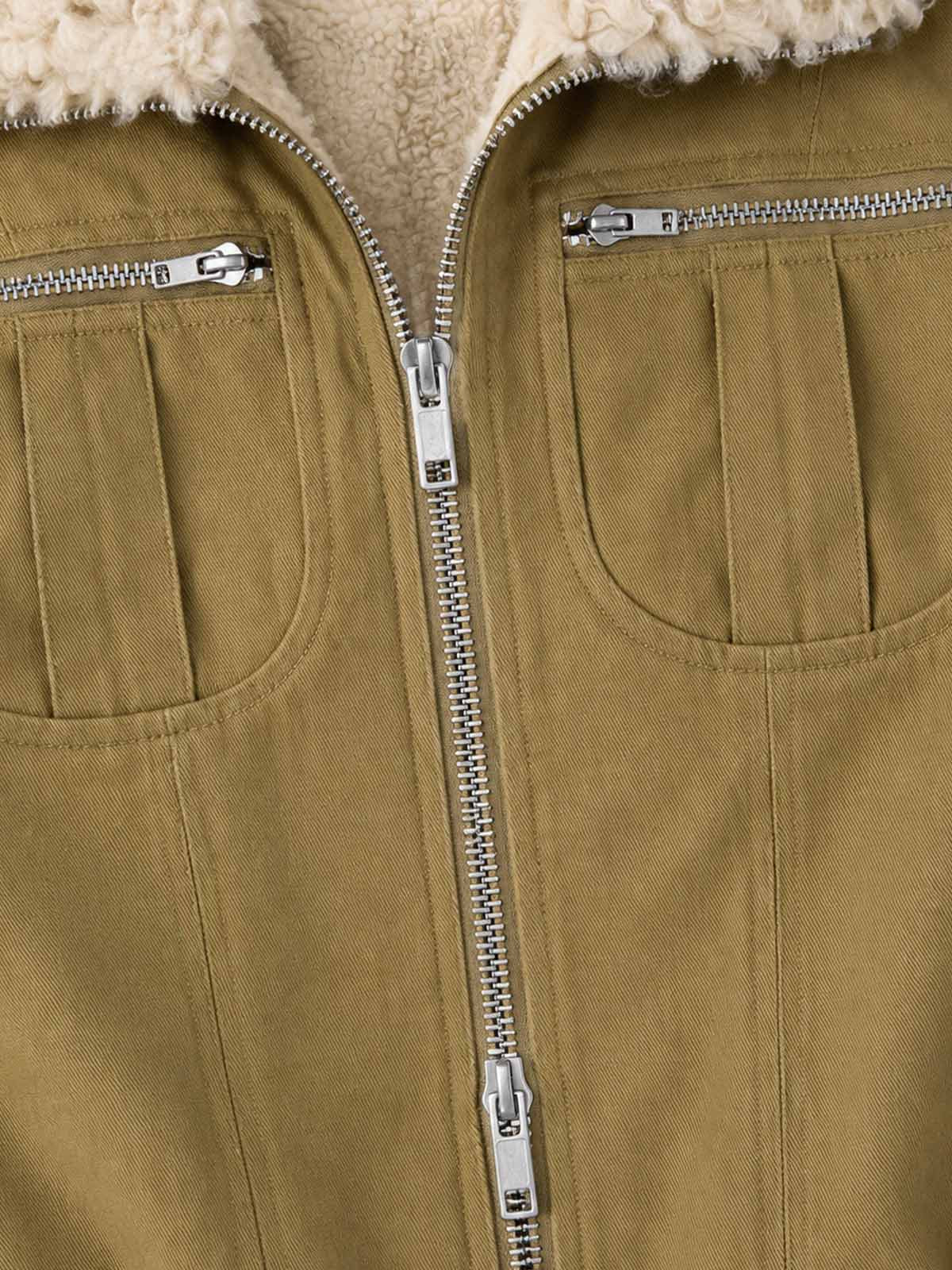 Faux-Shearling Collar Bomber Jacket