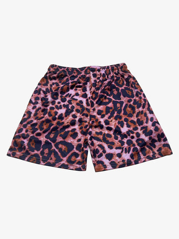 Pantaloncini in rete con stampa leopardata