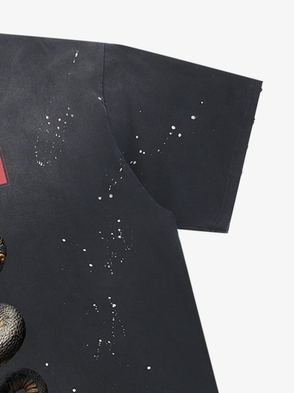 Snake and Sword Graphic T-Shirt with Bold Statement Design 