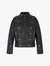 Studded Button Leather Jacket