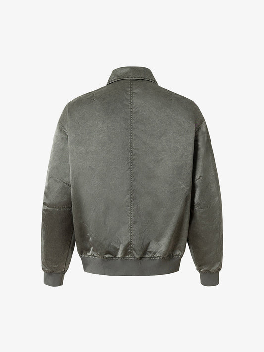 Classic Bomber Jacket with Plaid Collar Detail for Men 