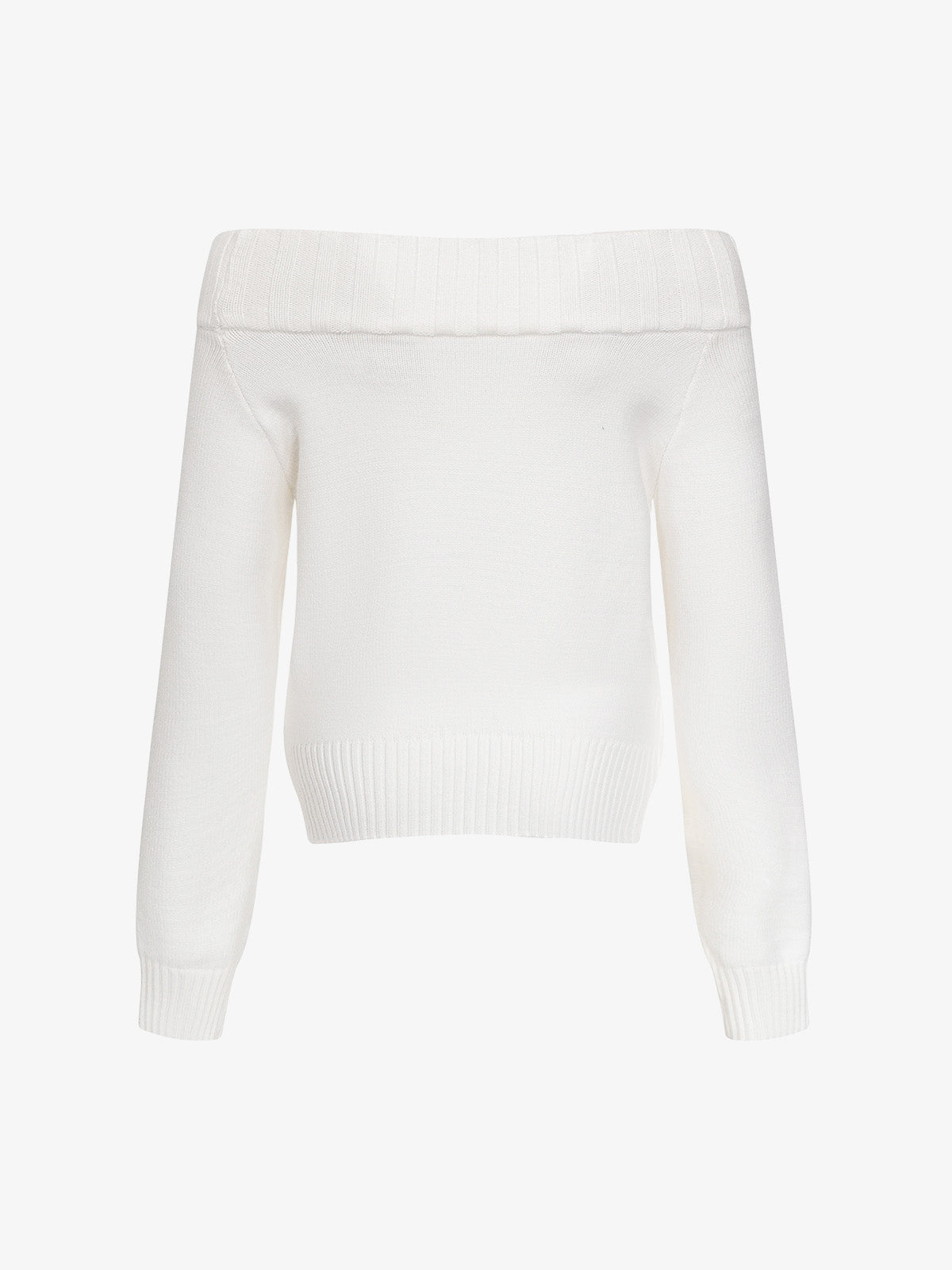 "76" Print Off-Shoulder Sweater