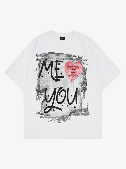 Cotton ME YOU Graphic Print Oversized T-Shirt for Men and Women 