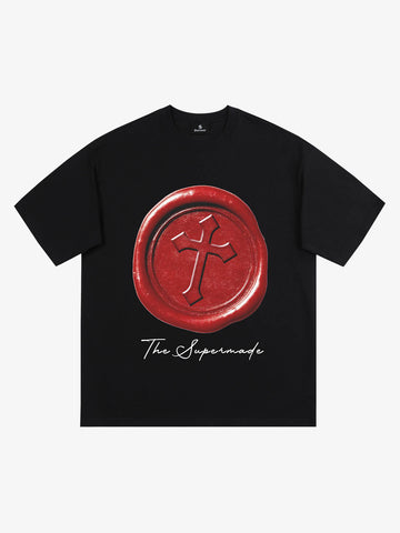 Wax Seal Cross Graphic T-Shirt 