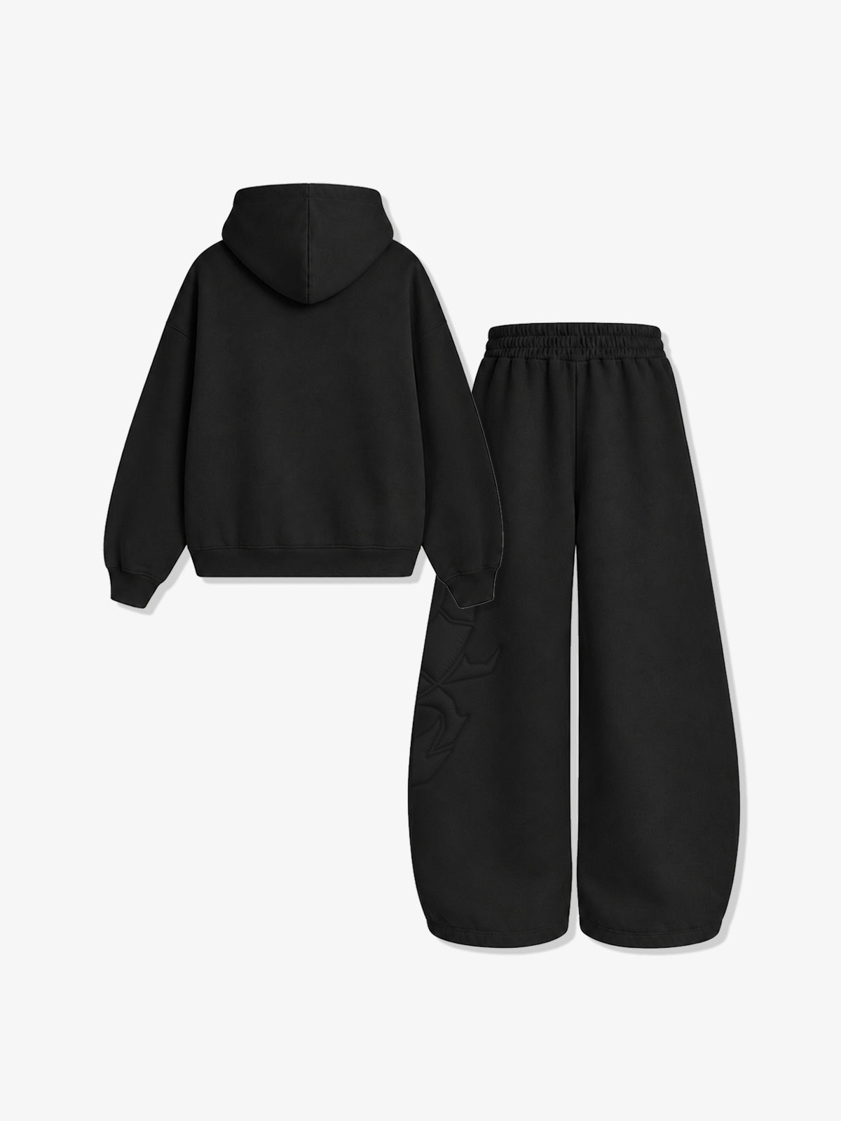 Cotton-Blend Quilted Padded Embroidered Hoodie & Wide-Leg Sweatpants Set
