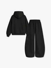 Cotton-Blend Quilted Padded Embroidered Hoodie & Wide-Leg Sweatpants Set