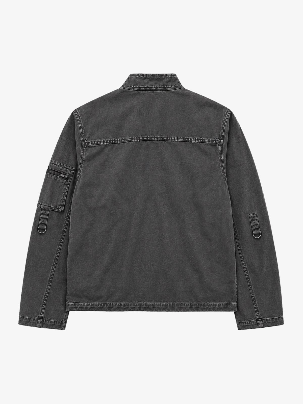Washed Multi-Pocket Cropped Boxy Biker Jacket