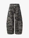 Camouflage Printed Curved Denim Jeans