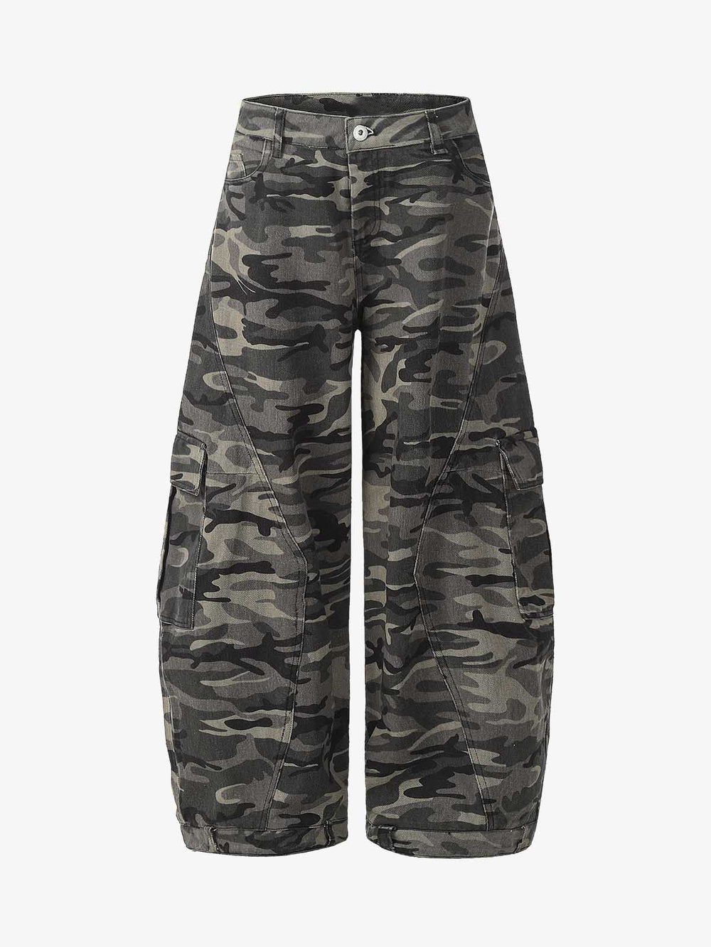Camouflage Printed Curved Denim Jeans 