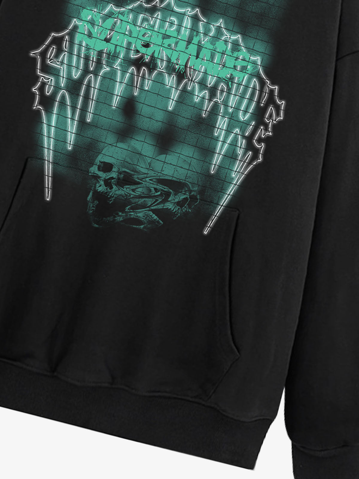 THE SUPERMADE Washed Psychedelic Graffiti Art Print Hoodie with Skull Design 