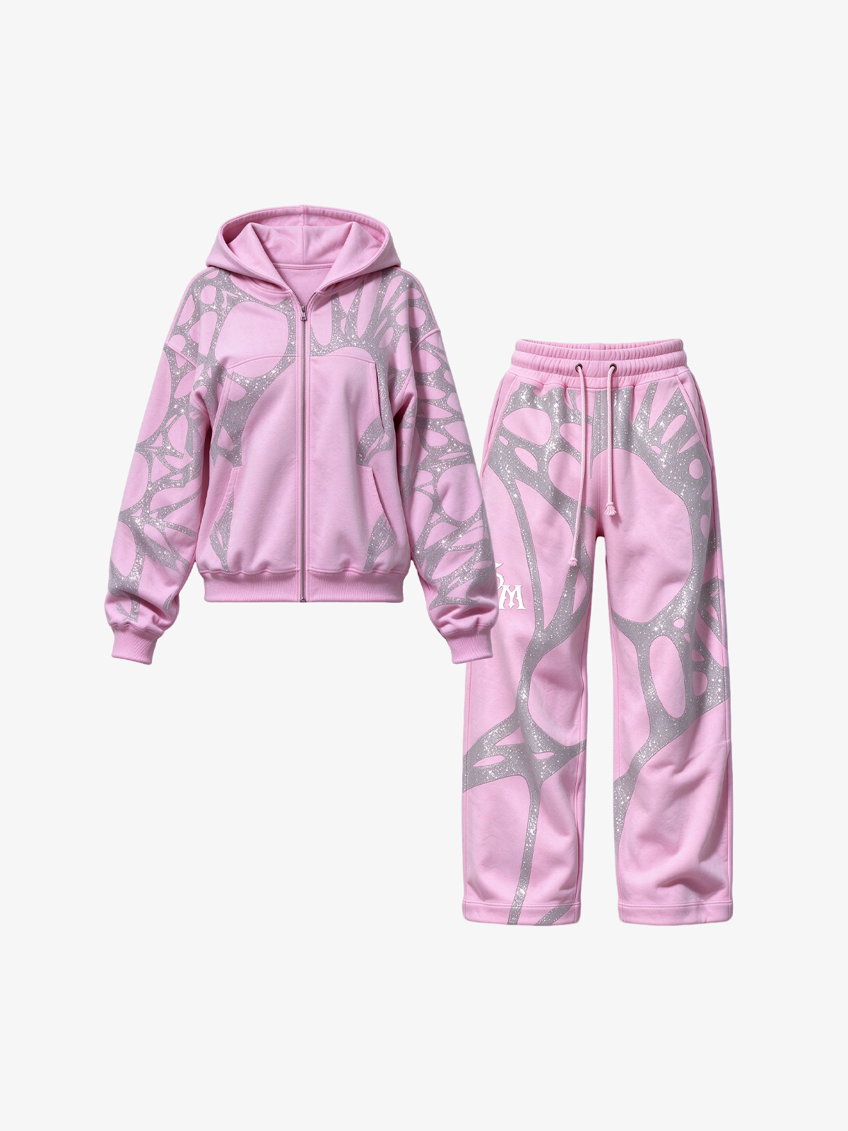 Spiderweb Graphic Full-Zip Hoodie & Sweatpants Set