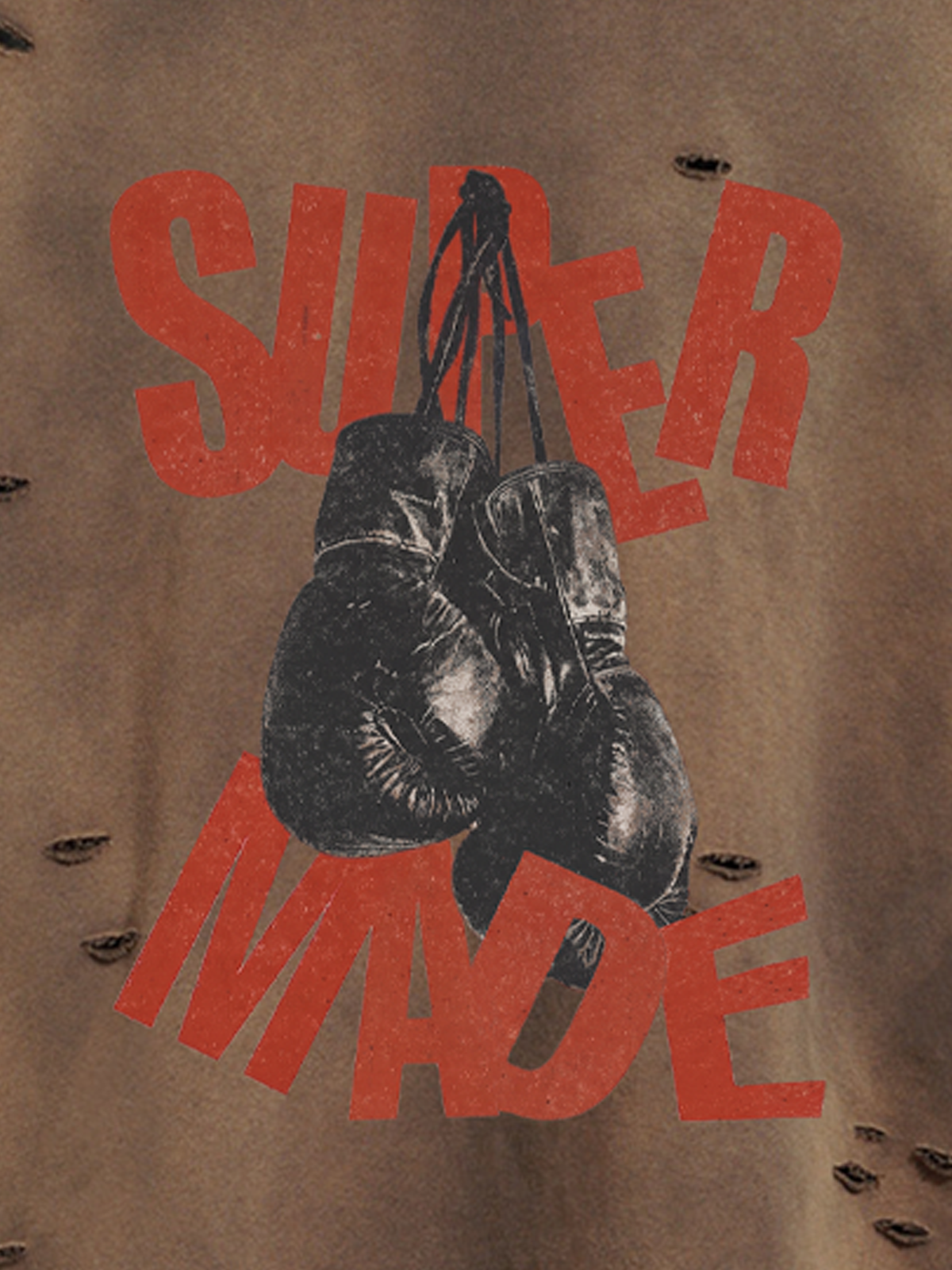 Washed Distressed Ripped Graphic Hoodie
