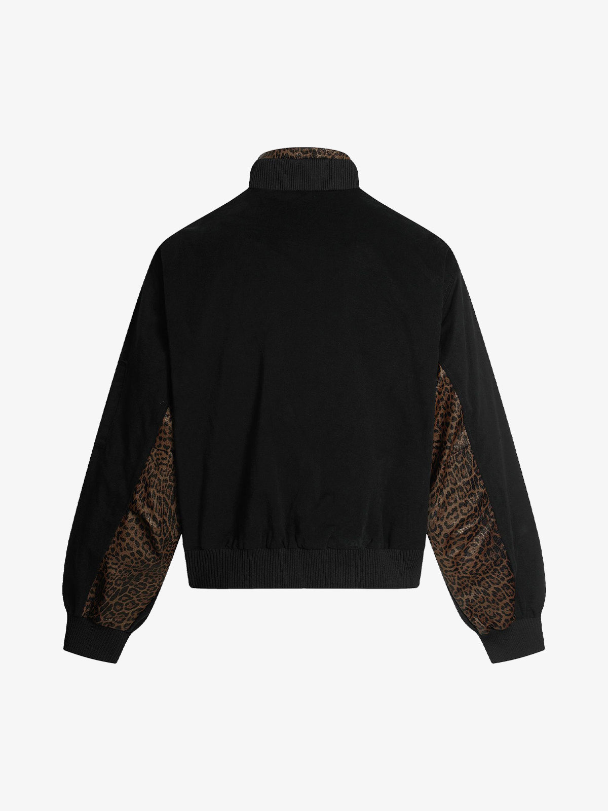 Retro Leopard PU Patchwork Faux Layered Jacket 