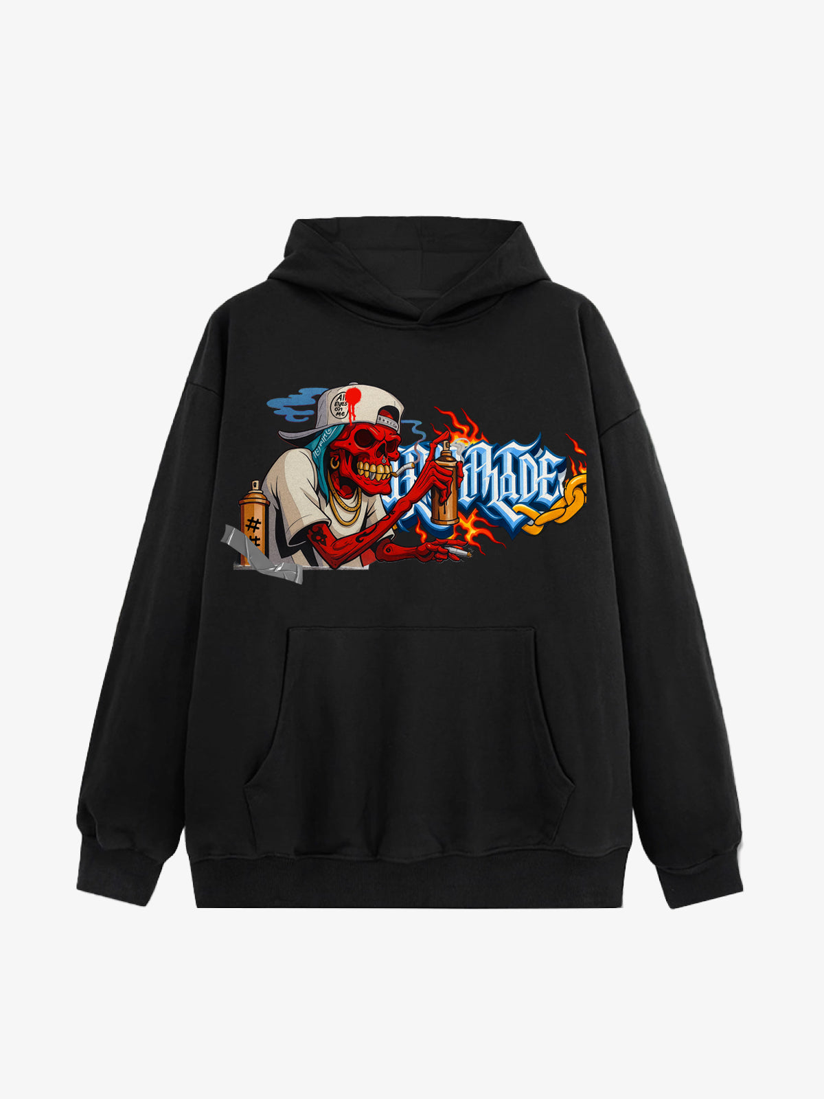 Thesupermade Street Skull Graffiti Artist Hooded Sweatshirt 