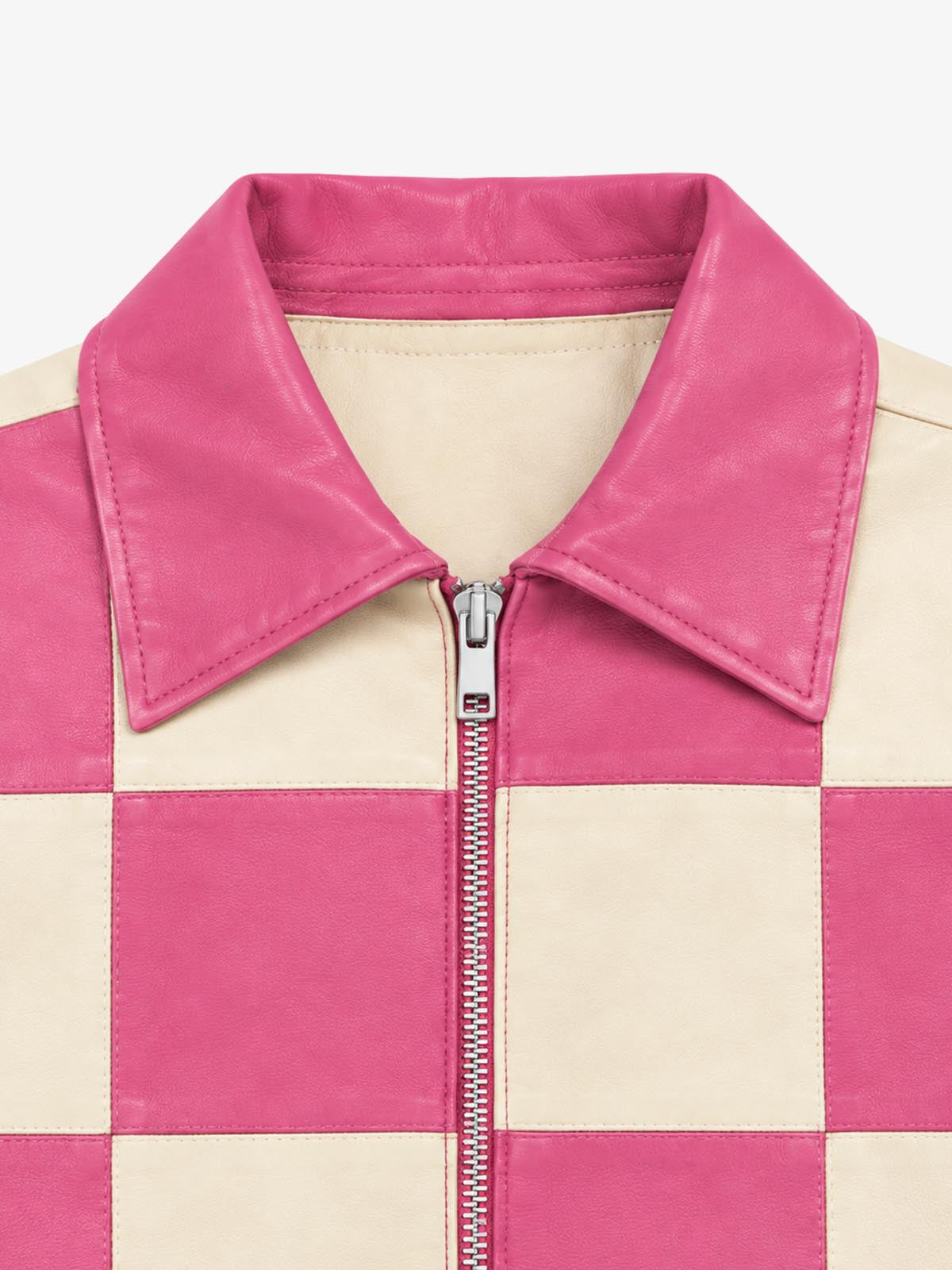 Paneled Multi-Zip Cropped Leather Jacket