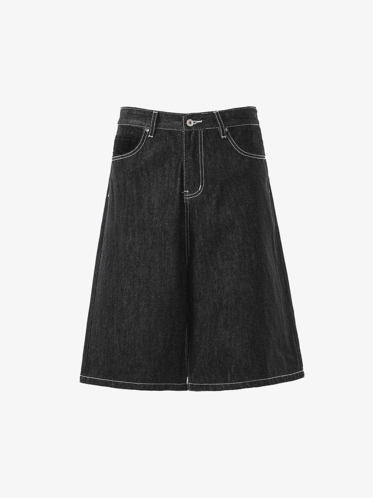 Vintage Contrast Stitch Wide Leg Denim Jorts 