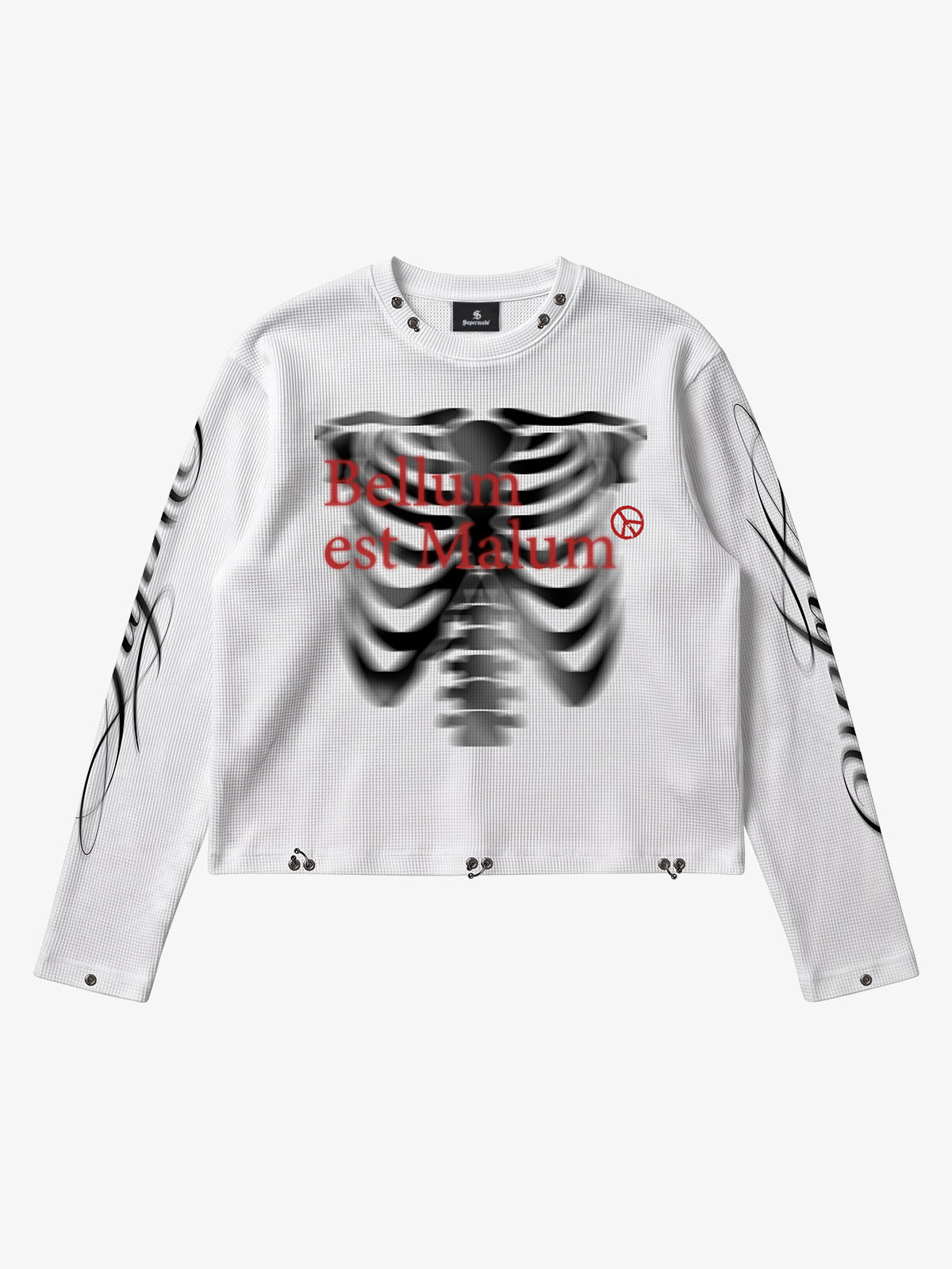 Skeleton Graphic Tongue-Stud Long Sleeve Tee