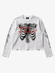 Skeleton Graphic Tongue-Stud Long Sleeve Tee