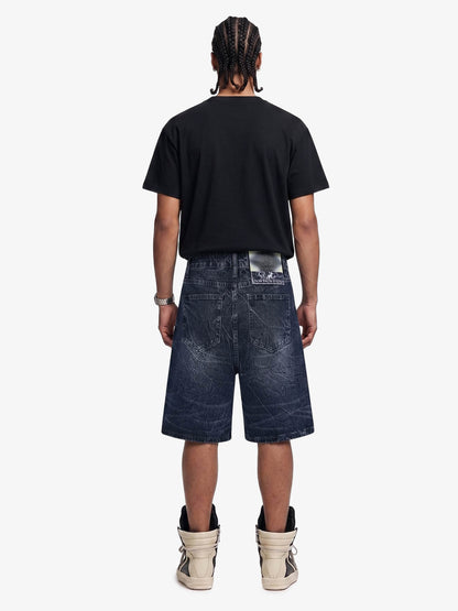 Wide Leg Washed Denim Shorts