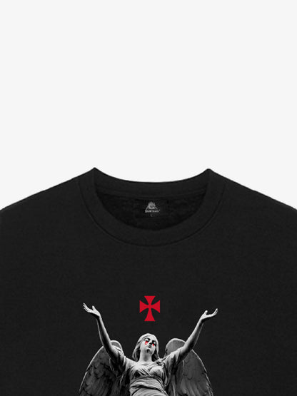 Gothic Angel Graphic Sweatshirt - Perfect for Edgy Streetwear Enthusiasts 