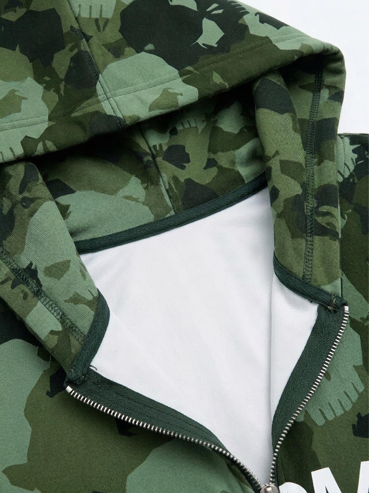 Skull Camo Graphic Zip Hoodie