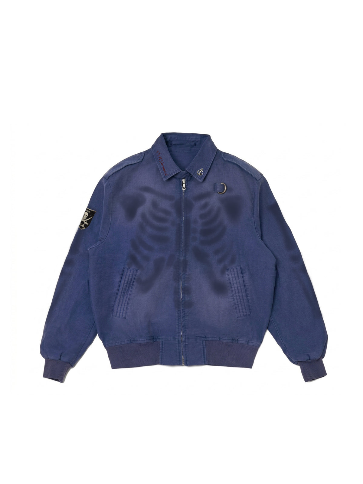 Washed Haze Blue Patch Bomber Jacket