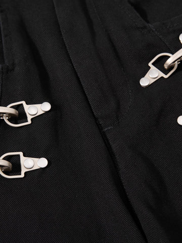 Metal Button Baggy Cargo Pants